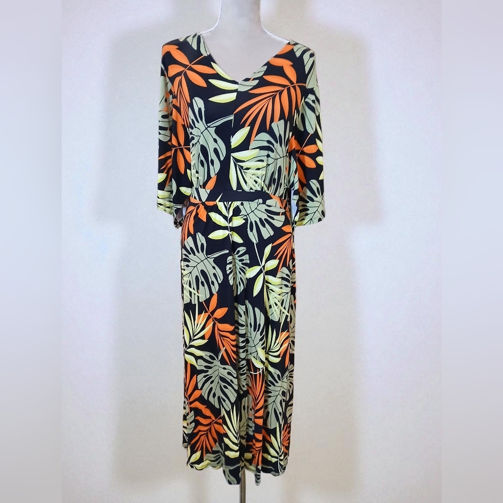 G By Guiliana Maxi Stretch Dress Forest fairy Flutter Sleeves Womans Small Drape